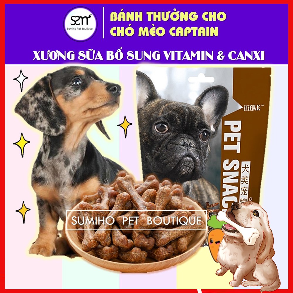 Xương sữa bổ sung canxi cho chó Captain (Túi 300gr/30 cây) bánh thưởng cho chó