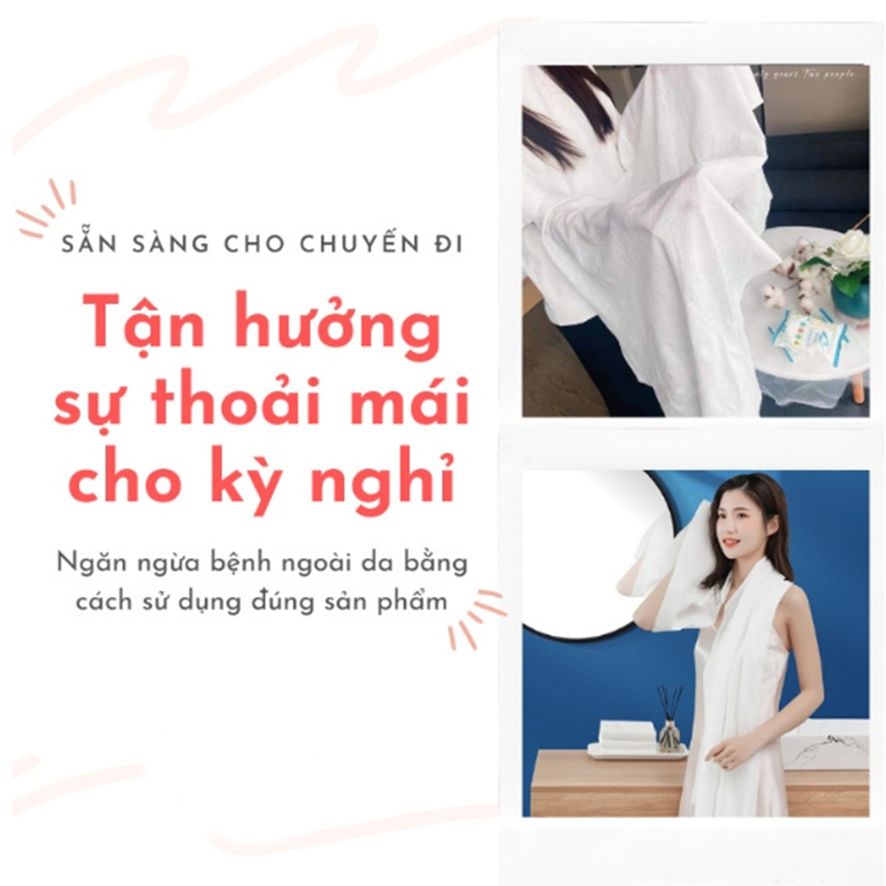 Khăn tắm viên nén du lịch (70x140cm) dùng một lần, Khăn tắm cotton tiện lợi