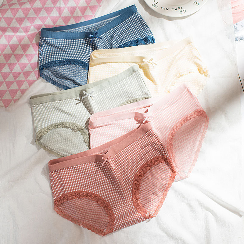 Quần lót cotton sọc ca-rô xinh xắn dành cho nữ | BigBuy360 - bigbuy360.vn