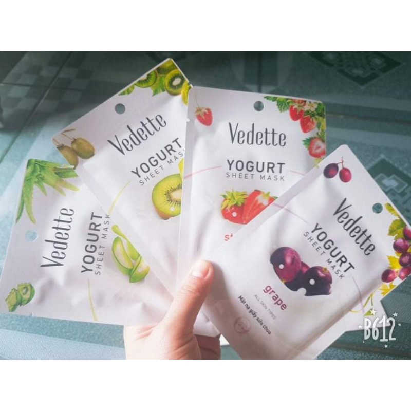 Set 4 mặt nạ giấy sữa chua Vedette 22ml