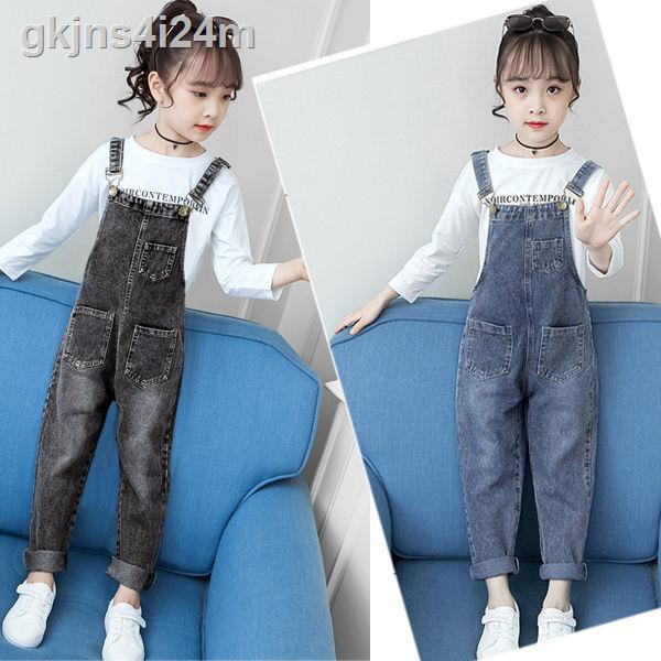 Quần yếm denim cho bé gái vào mùa xuân và mùa thu 2021 kiểu mới Quần jean dành cho trẻ lớn hơn, Yếm trẻ em, Quần dài cho