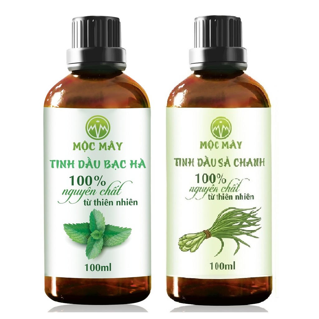 Combo tinh dầu sả chanh Mộc Mây 100ml và tinh dầu bạc hà Mộc Mây 100ml