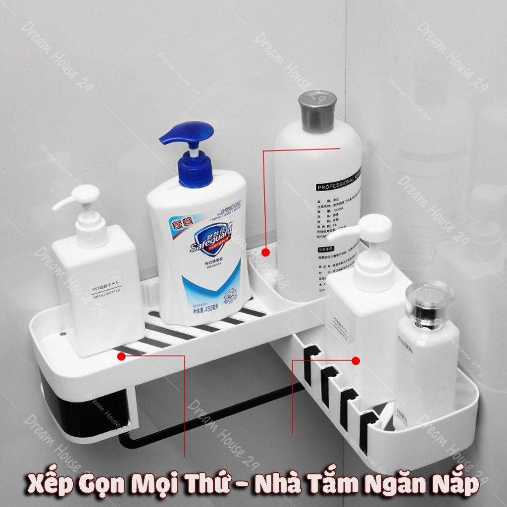 Kệ nhà tắm đựng đồ đa năng nhựa abs cao cấp 2 tầng, kệ đựng đồ nhà tắm có móc treo ngăn kéo đựng đồ kích thước 58x11cm