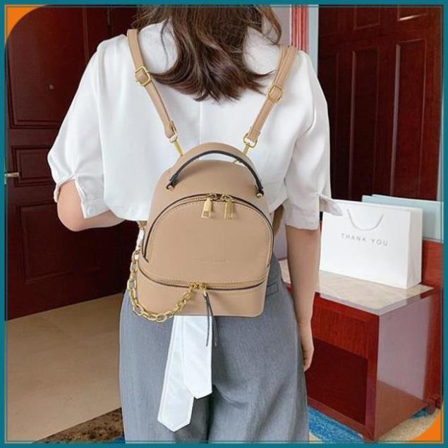 Balo nữ mini phối xích, balo da đi chơi dáng nhỏ thời trang - SHEN STORE T0476