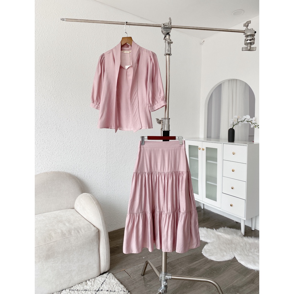 Set Áo kèm Chân Váy nữ FANSIX - KH01 vải tơ Nhật mềm mại, tôn dáng