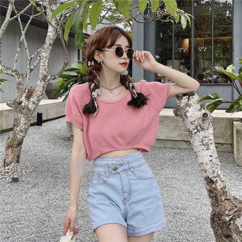 Áo Thun Crop Top Tay Ngắn Phong Cách Hàn Quốc Thời Trang Mùa Hè Mới 2022 Dành Cho Bạn Nữ