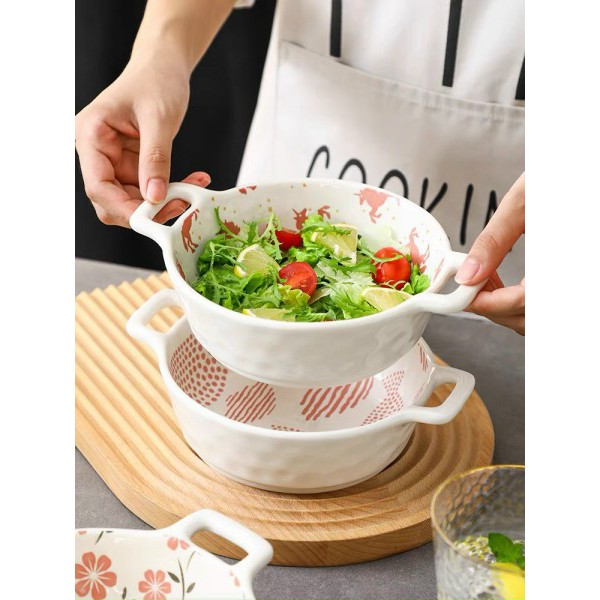 Bộ Thố Gốm Sứ Có Tay Cầm Họa Tiết Hoa Văn Phong Cách  Bắc Âu