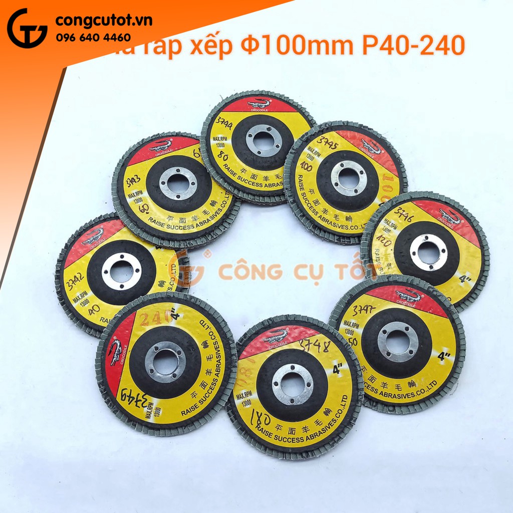 Bộ 8 Đĩa ráp xếp Φ100mm đủ mọi độ nhám 40-240