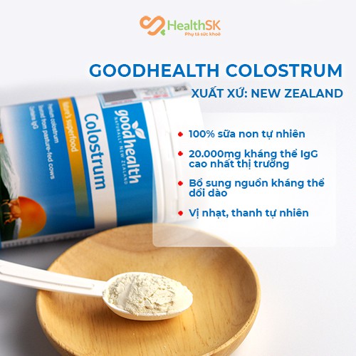 COMBO 2 hôpSữa non Goodhealth Colostrum - Hộp 100g (có tem QR xác thực)_Sữa non 100%_Sữa non bò 100% Goodhealth Colostộp