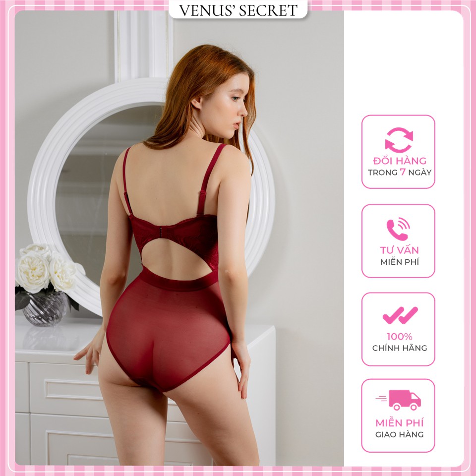 Bodysuit nữ thêu ren có gọng, mút nâng ngực và chốt cài lưng gợi cảm VENUSSECRET | BigBuy360 - bigbuy360.vn