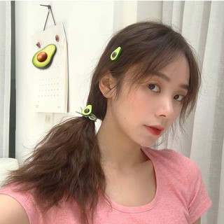 Set kẹp tóc, cột tóc trái bơ ❤️ (5 món, 1 dây cột và 4 kẹp)