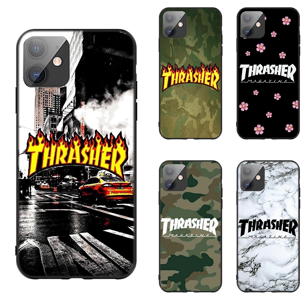 Ốp điện thoại mềm in hình logo tạp chí Thrasher cho iPhone 5 5s Se 6 6S 7 8 Plus X XR Xs Max