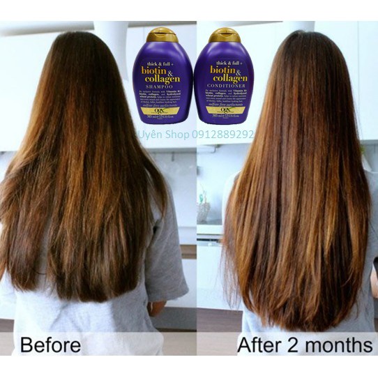 Biotin Collagen Bộ Dầu Gội Xả Biotin Tím Samia Dưỡng Tóc Phục Hồi Hư Tổn Chẻ Ngọn OGX 577ml 1 Cặp 2 Chai