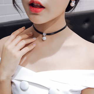 Vòng cổ choker cao cấp đính hạt châu trắng dễ thương phụ kiện trang sức style hàn quốc - namimi