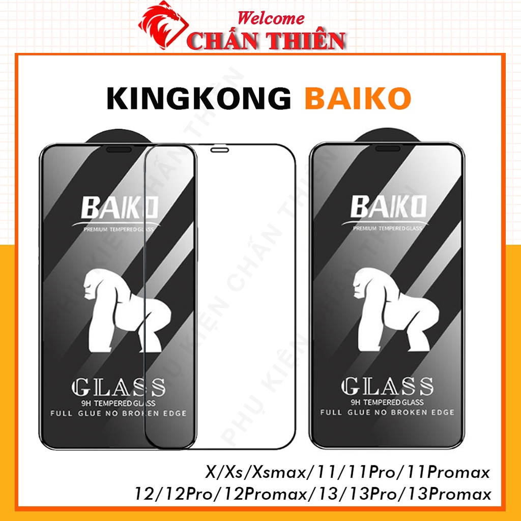 Cường lực baiko iphone xs max 15 pro max 14 pro max 11 13 Promax 11 X Xr Xs 7 8 Plus 12 Pro max full màn Kính-[Baiko]