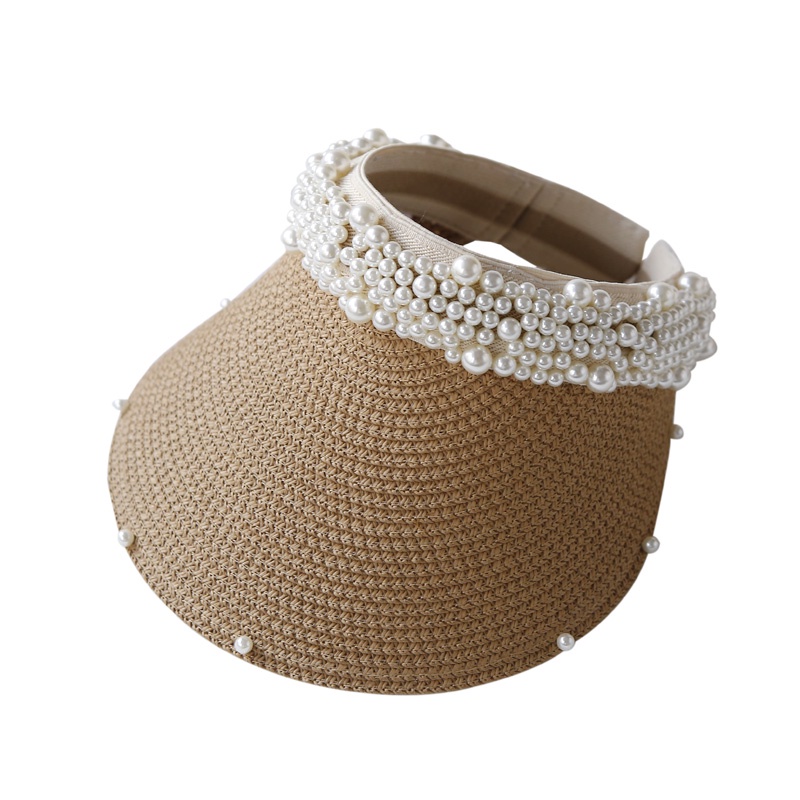 Mũ Cói Che Nắng Hở Chóp Đính Ngọc Trai Kiểu Công Chúa Dễ Thương Cho Mẹ Và Bé