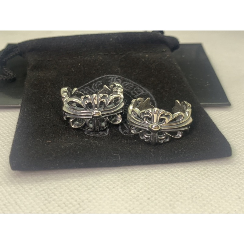 Nhẫn Chrome Heart Double Floral bạc khối cao cấp fullbox túi.