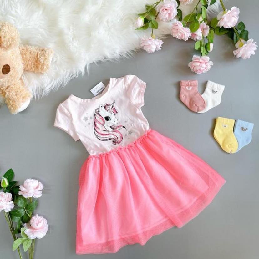 Váy H.M hồng pony chân voan cực đẹp cho bé gái