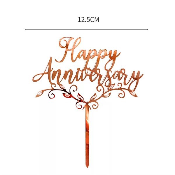 Topper mica Anniversary lá hồng