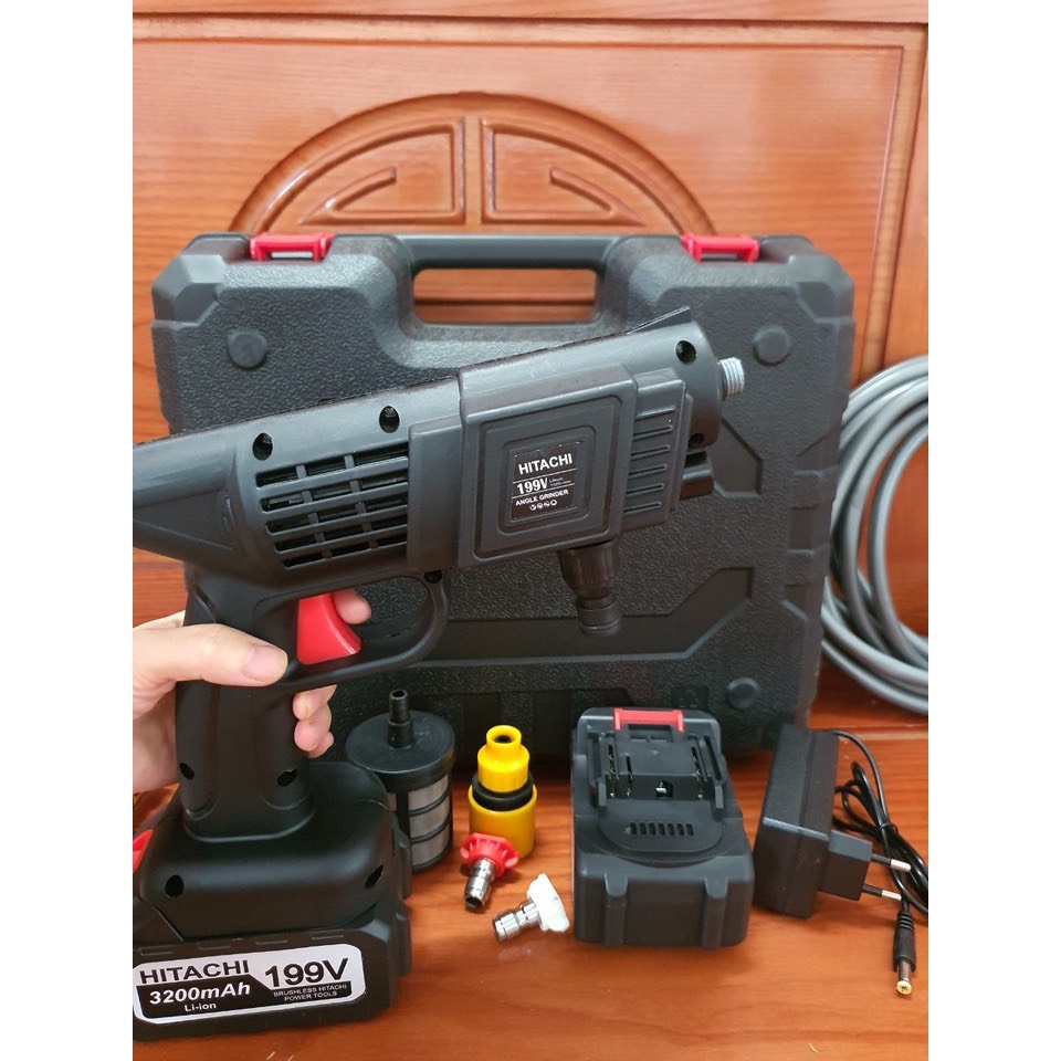 Máy xịt rửa xe không dây, dùng pin khủng 199V, mẫu mới 2021