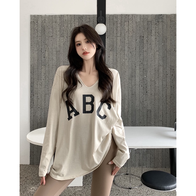 Áo Thun Nữ Tay Dài Có Nón In Chữ Thời Trang