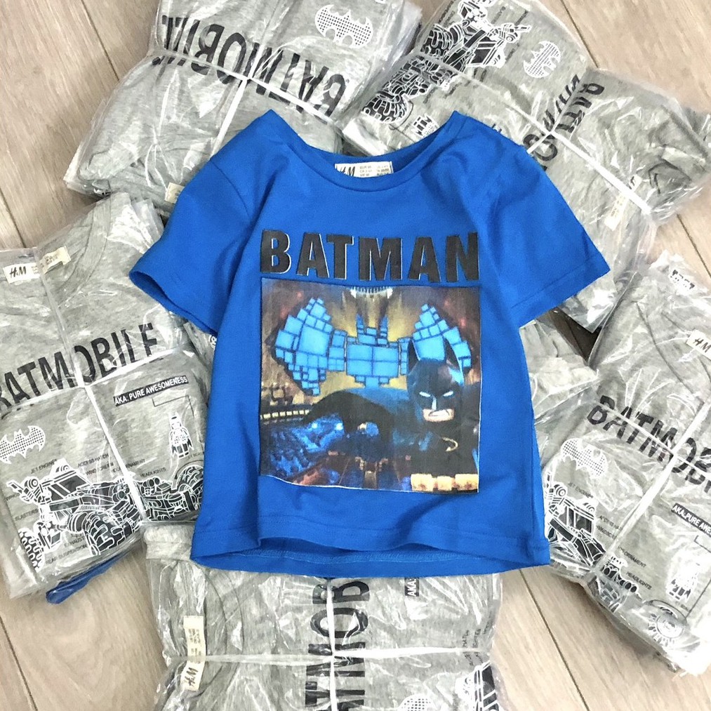 [Rẻ Vô Địch] Áo thun cộc tay bé trai - Set 2 áo cộc tay Hm Batman chất cotton cho bé trai size 2-10t