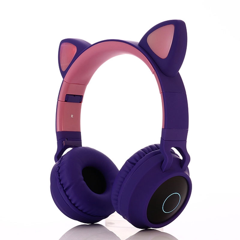 Cute cat ear Bluetooth 5.0 headset foldable in-ear stereo wireless headset with microphone -BY