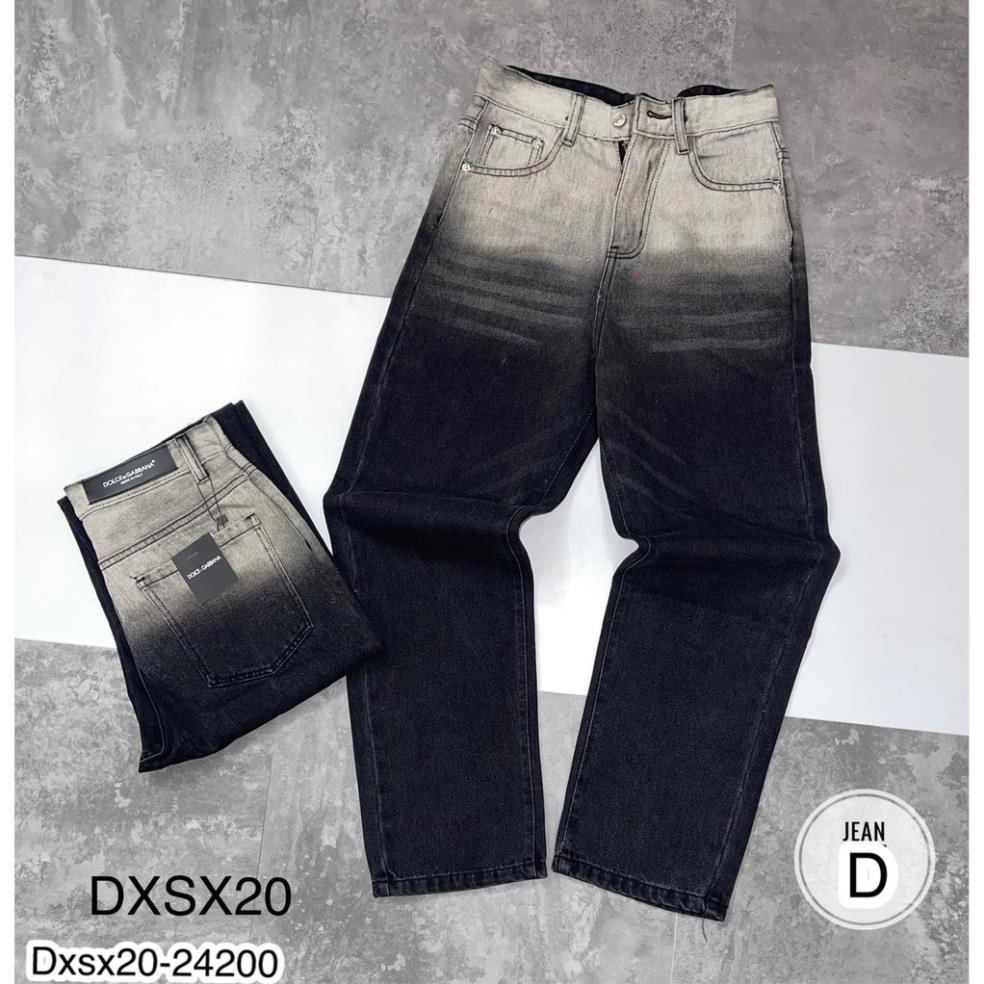 [Ảnh Thật] Quần bò xuông nam phối màu xám đen siêu hot_Quần jeans nam ống xuông cao cấp