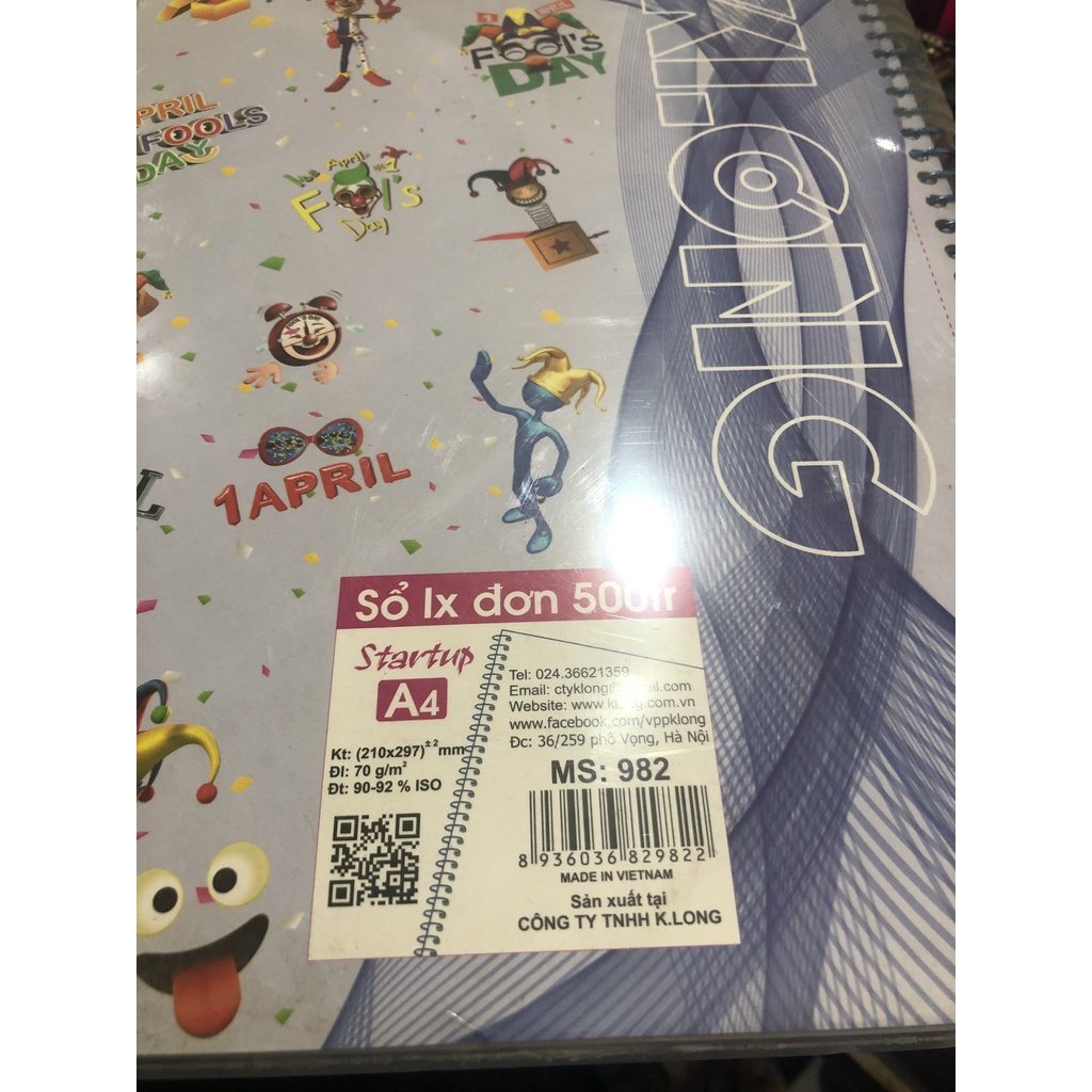 Sổ Lò Xo Đơn Kẻ Ngang A4 - 500 trang - Ms: 982