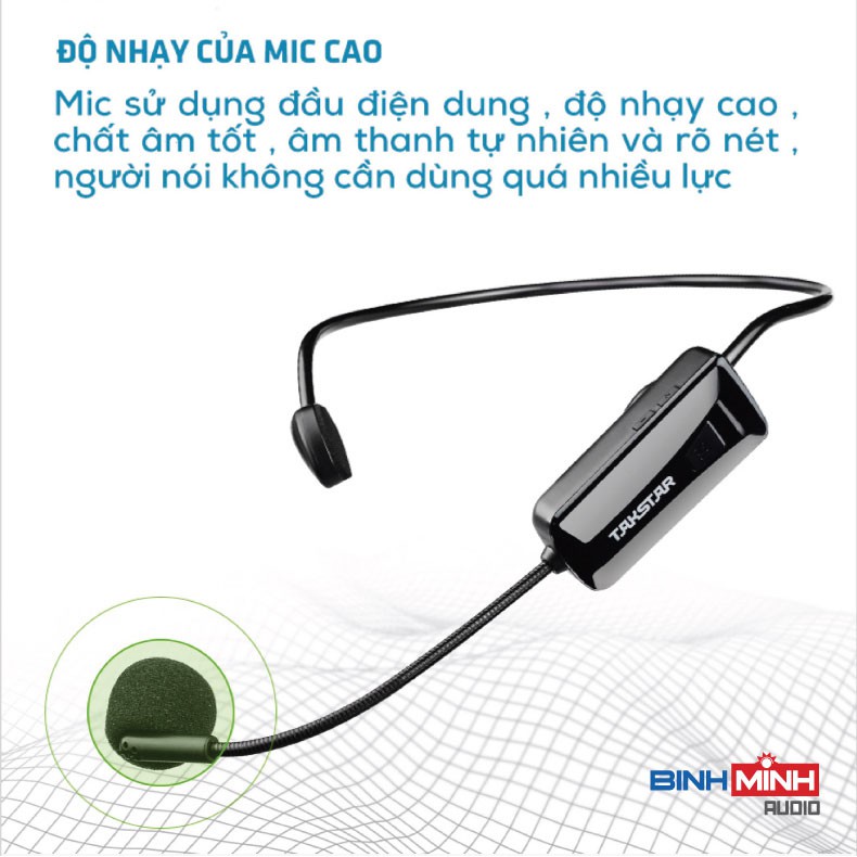 Micro không dây đeo tai TakStar HM200W - Hàng chính hãng