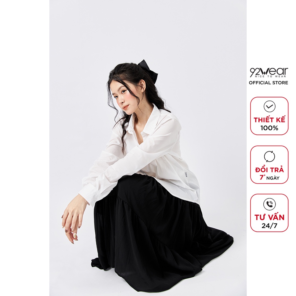 [Mã WABRH11 giảm 10% đơn 99K] Áo sơ mi trắng nữ dài tay công sở 92WEAR ASW1134 | BigBuy360 - bigbuy360.vn