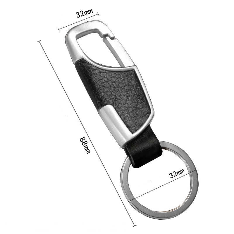 Móc Chìa Khóa Bằng Hợp Kim Thép Không Gỉ Bọc Da Sang Trọng Cho Nam