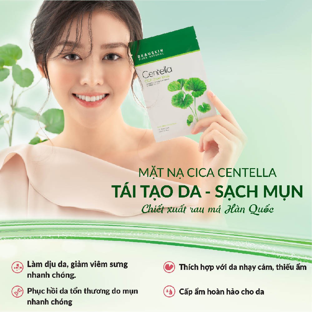 Mặt nạ rau má tái tạo phục hồi da Beauskin Centella Cica Sheet Mask Hàn Quốc
