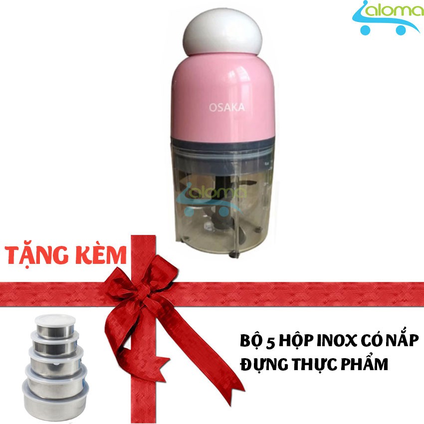 Máy xay sinh tố, hoa quả, thịt, xay đá 2 lưỡi OSAKA DH-807 Tặng bộ 5 hộp inox có nắp