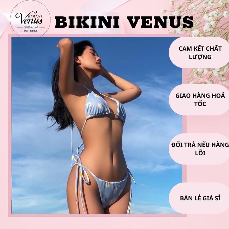Bikini áo tắm 2mảnh hoa nhí  dang quần sexy hình chụp trải sàn