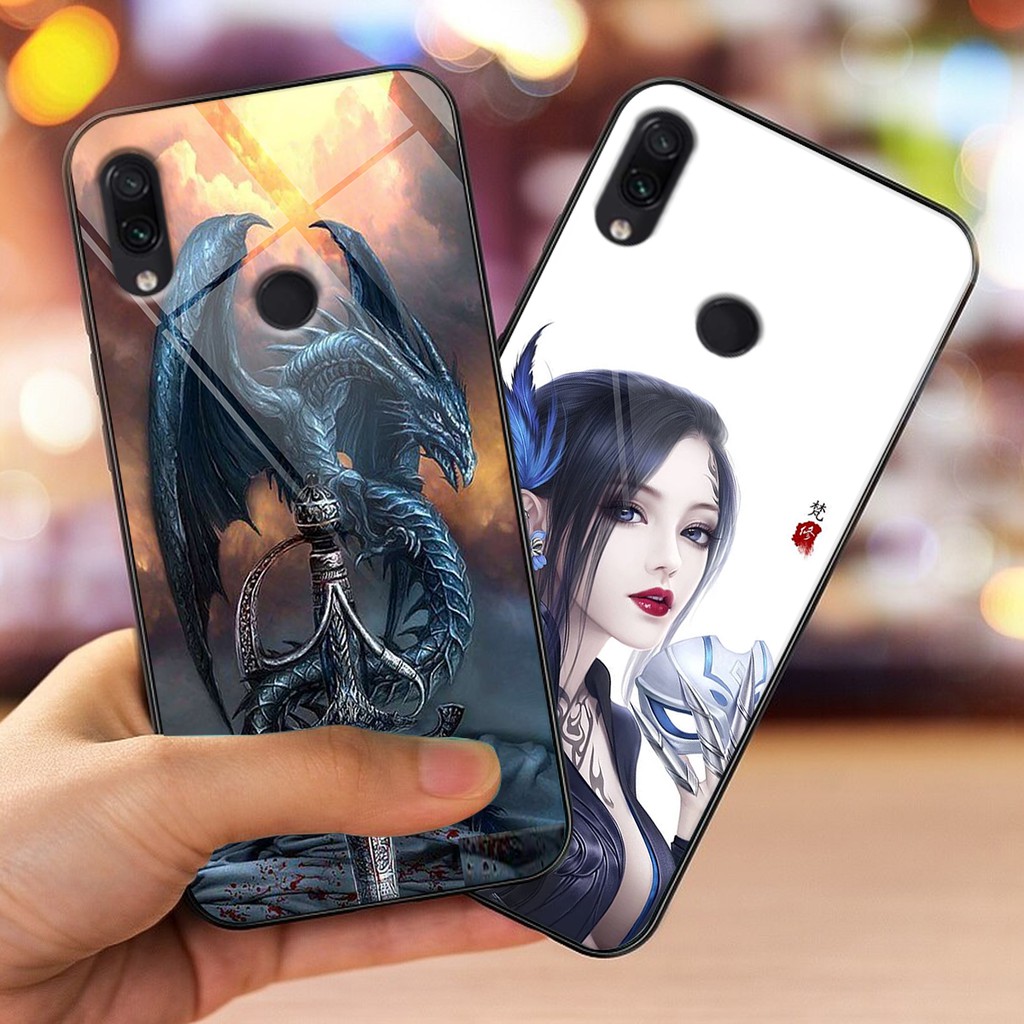 Ốp lưng kính CƯỜNG LỰC điện thoại XIAOMI REDMI 7 - NOTE 7 in hình hổ báo Doremon Case