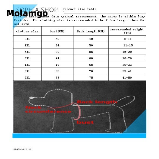 MOLAMGO Áo Cho Cún Cưng Cỡ Lớn Đến 40Kg Phong Cách Thể Thao quần áo cho chó mùa đông