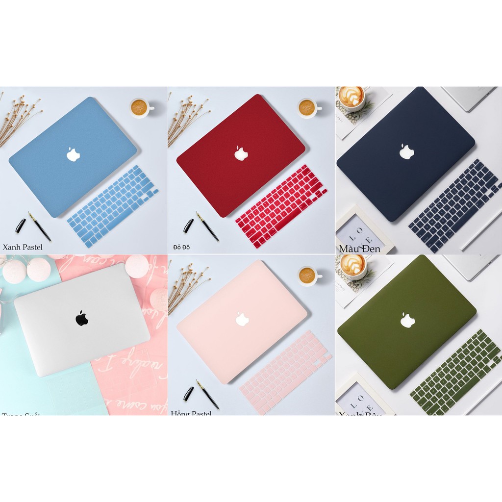 COMBO Ốp + Phủ phím cho Macbook cùng màu (Tặng Kèm Nút Chống Bụi + Bộ kẹp chống gãy sạc)