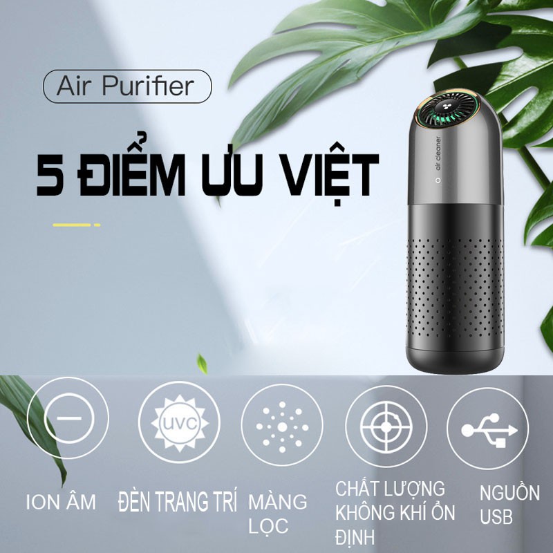 Máy lọc không khí ô tô máy khử mùi xe hơi AIR CLEANER  LJ1 sử dụng lõi lọc 4 lớp HEPA lọc bụi mịn thanh lọc không khí