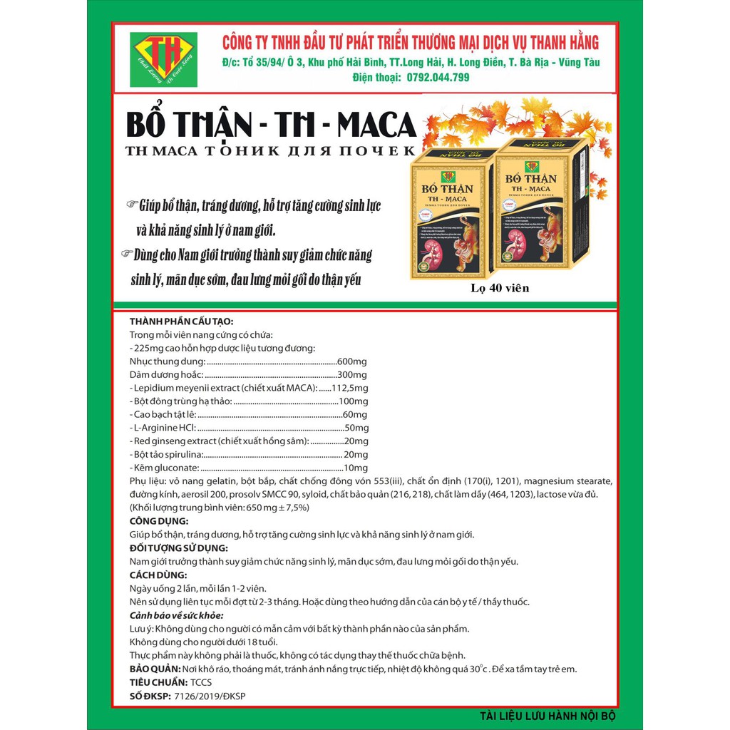 BỔ THẬN TH MACA