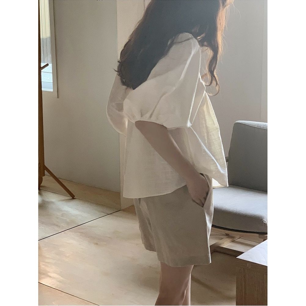 Áo ren COZOK tay ngắn cổ vuông thời trang cho nữ