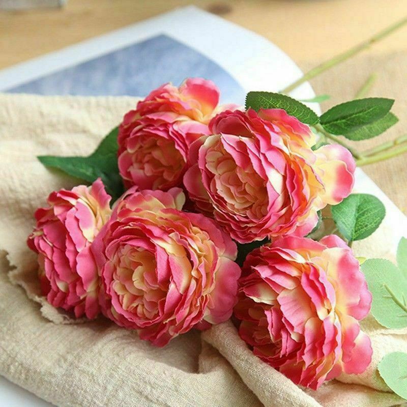 Artificial Classical Silk Peony Flower Bouquet Colours Wedding Decor Useful