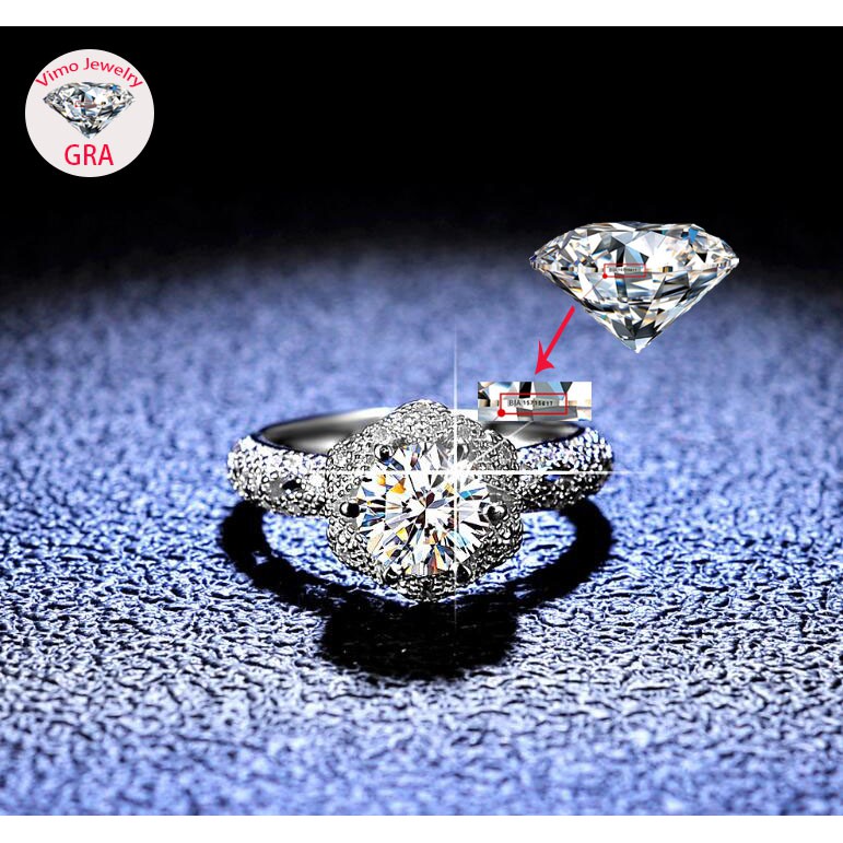 [With Gra Certificate] Nhẫn Mạ Bạc S925 1 Carat Moissanite Snow Moissanite Thời Trang