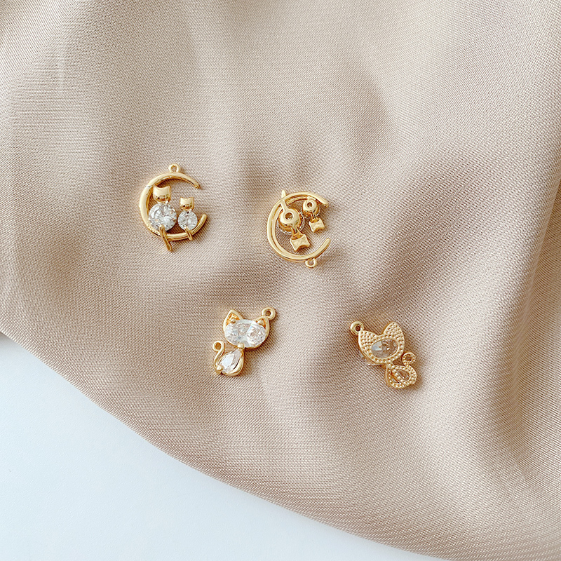 Mặt Vòng cổ Đồng Mạ Vàng 18K Hình Mèo Dễ Thương