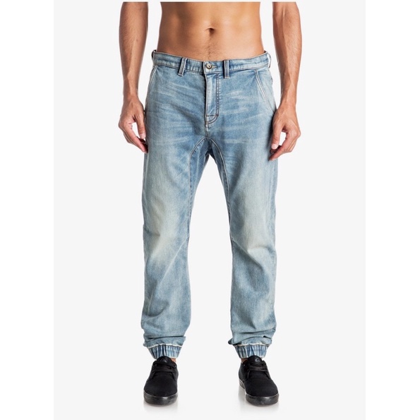 Quần Jeans Bò Nam Wash Bụi Bặm Dáng Jogger Bo Ống QUIKSLIVER Hàng Xuất Xịn Cao Cấp Rất Nặng Tay