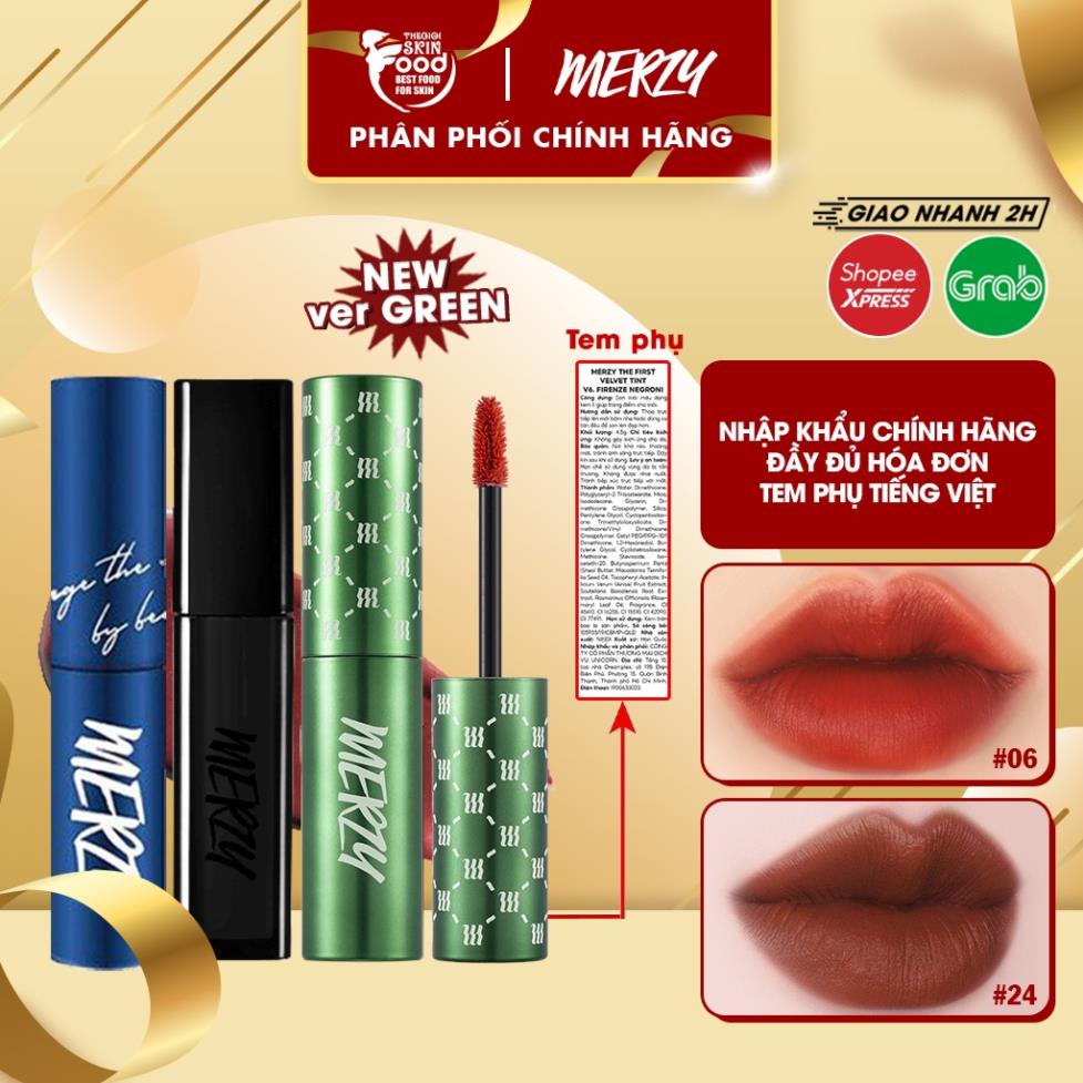 [NEW] Son kem siêu lì, siêu mịn Hàn Quốc Merzy The First Velvet Tint (V6 Green vỏ xanh, V16, V17, V25, V27) 