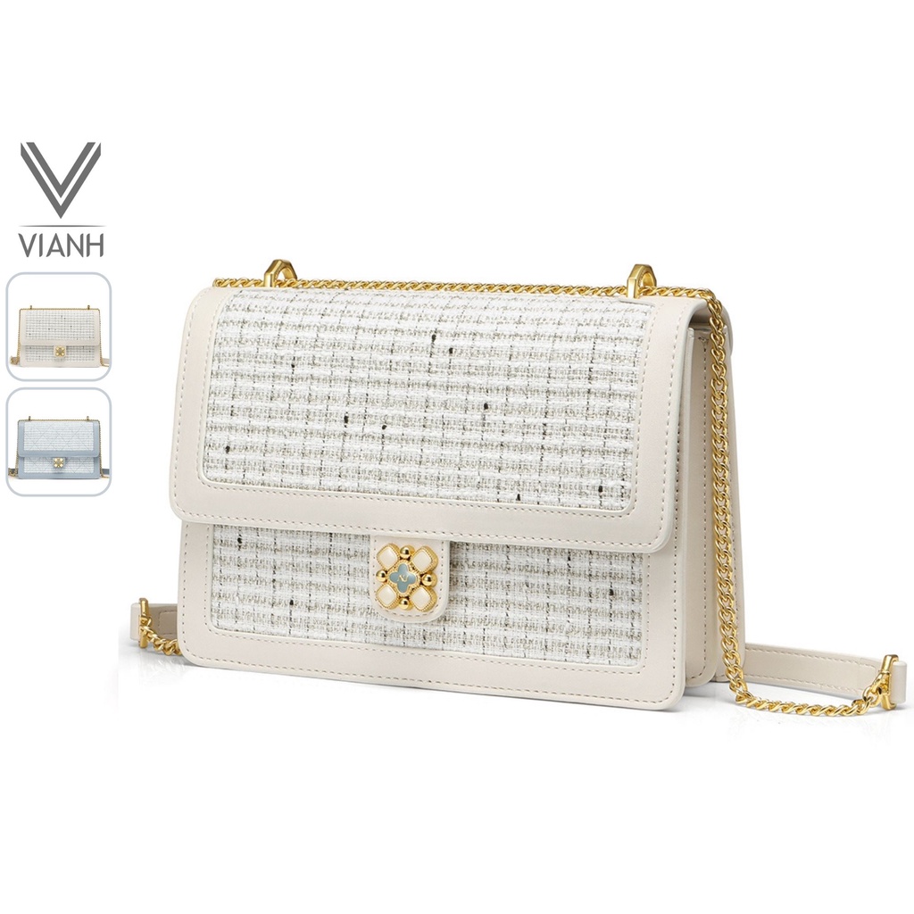 Túi đeo chéo nữ Nucelle đẹp thời trang phối vải Tweed charm hoa ViAnh Store 1171994