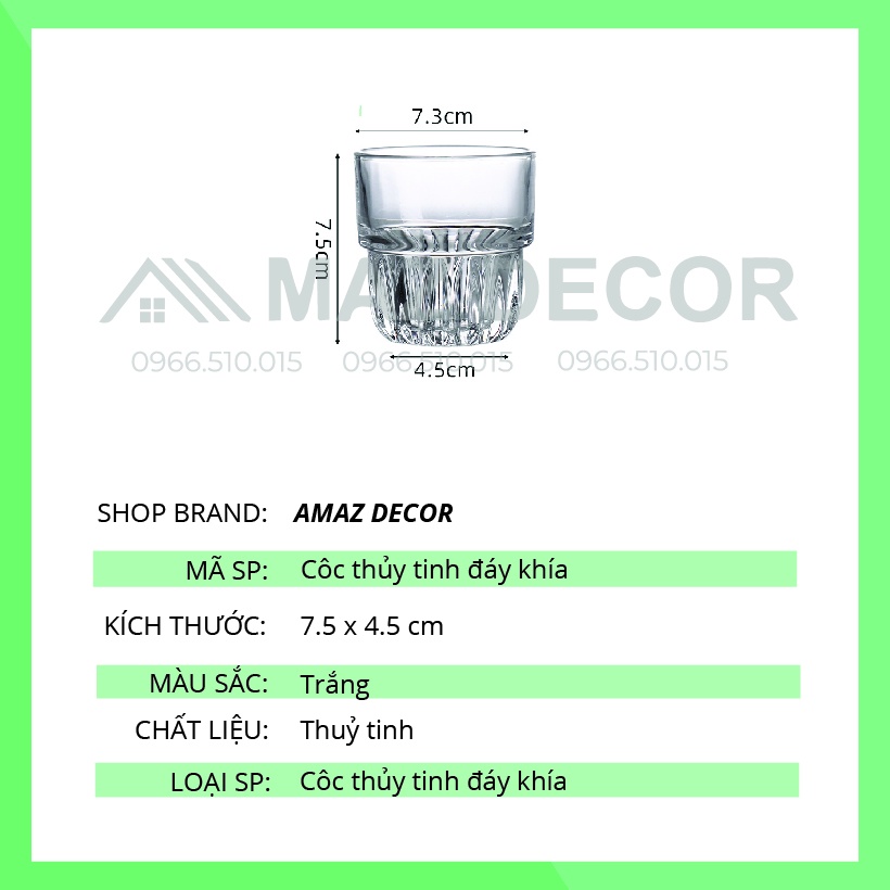 1 Chiếc Cốc ly thuỷ tinh đế đáy khía sọc 148ml 310ml cafe Empilable cao cấp STACKABLE TUMBLER 2-11ZJ