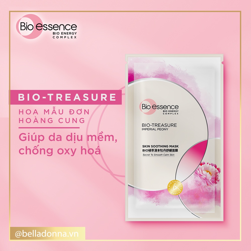 Hộp 12 Mặt Nạ Dưỡng Da Tươi Trẻ Chiết Xuất Hoa Mẫu Đơn Bio-Essence Bio-Treasure Skin Soothing Mask 12x20ml