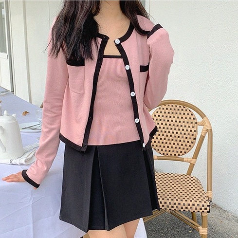 【ZHELIHANGFEI】Áo Khoác Cardigan Dệt Kim Không Tay Xinh Xắn Cho Nữ Tw